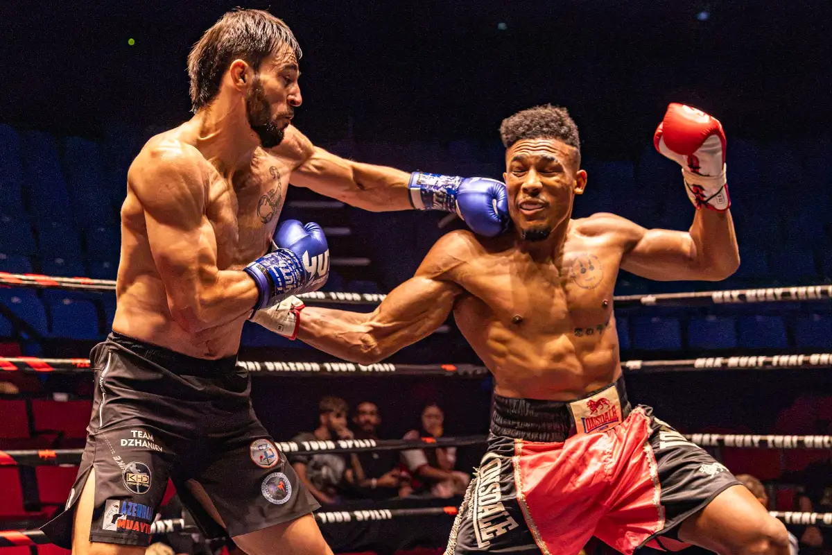 A straight punch lands during an exchange